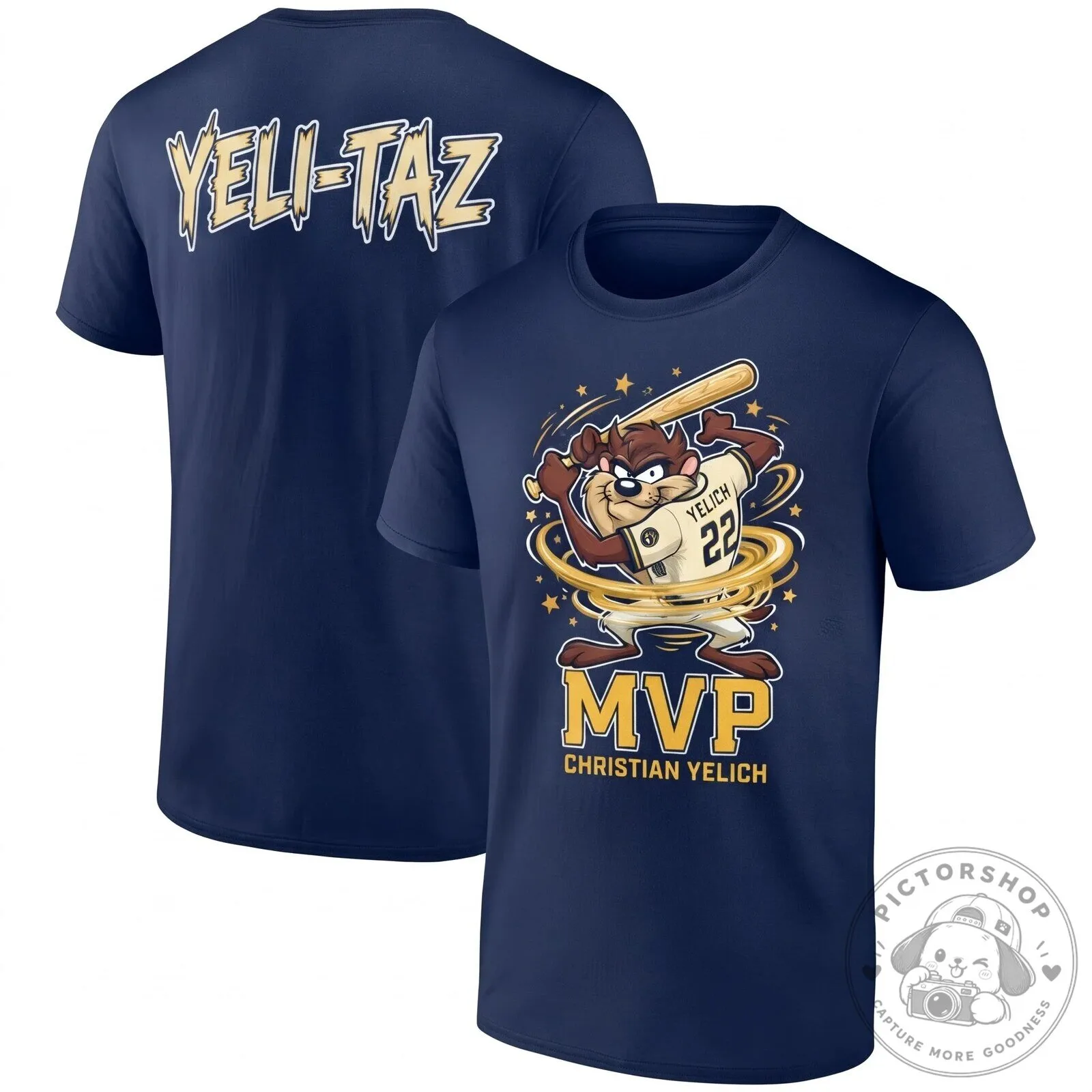 Christian Yelich Milwaukee Brewers Tazmanian Devil Baseball MVP Black T-Shirt 12 Christian Yelich Milwaukee Brewers Tazmanian Devil Baseball MVP Black T-Shirt