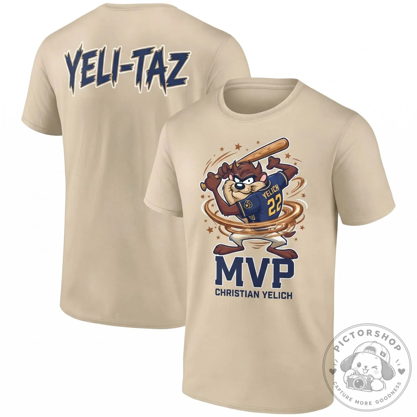 Christian Yelich Milwaukee Brewers Tazmanian Devil Baseball MVP Black T-Shirt 13 Christian Yelich Milwaukee Brewers Tazmanian Devil Baseball MVP Black T-Shirt