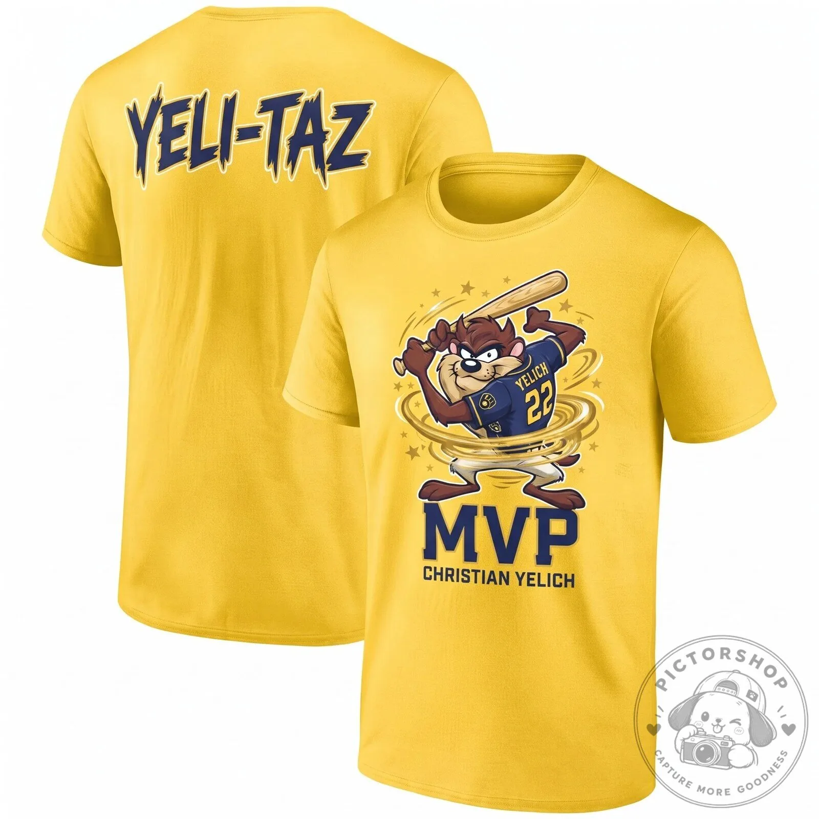 Christian Yelich Milwaukee Brewers Tazmanian Devil Baseball MVP Black T-Shirt 14 Christian Yelich Milwaukee Brewers Tazmanian Devil Baseball MVP Black T-Shirt