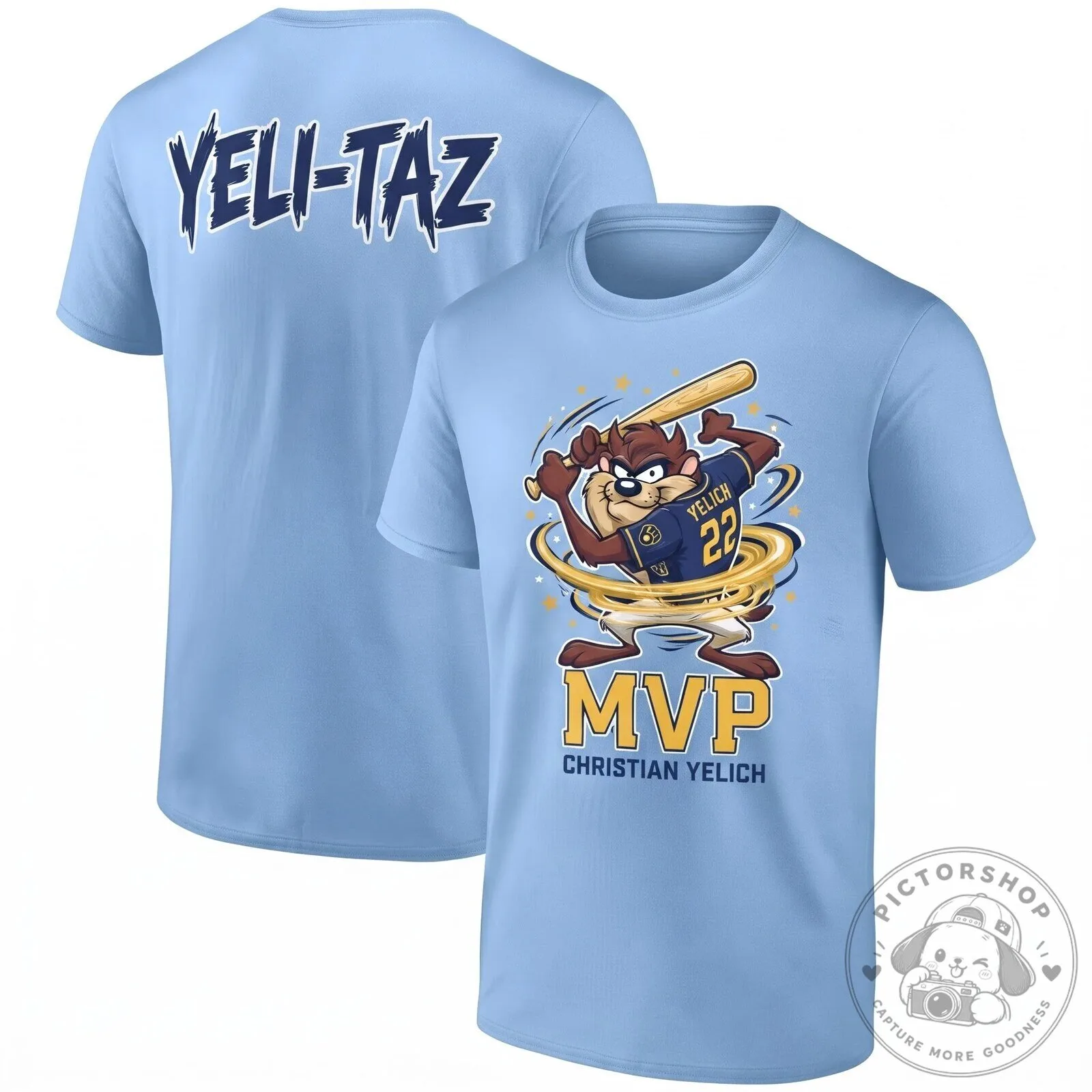 Christian Yelich Milwaukee Brewers Tazmanian Devil Baseball MVP Black T-Shirt 15 Christian Yelich Milwaukee Brewers Tazmanian Devil Baseball MVP Black T-Shirt