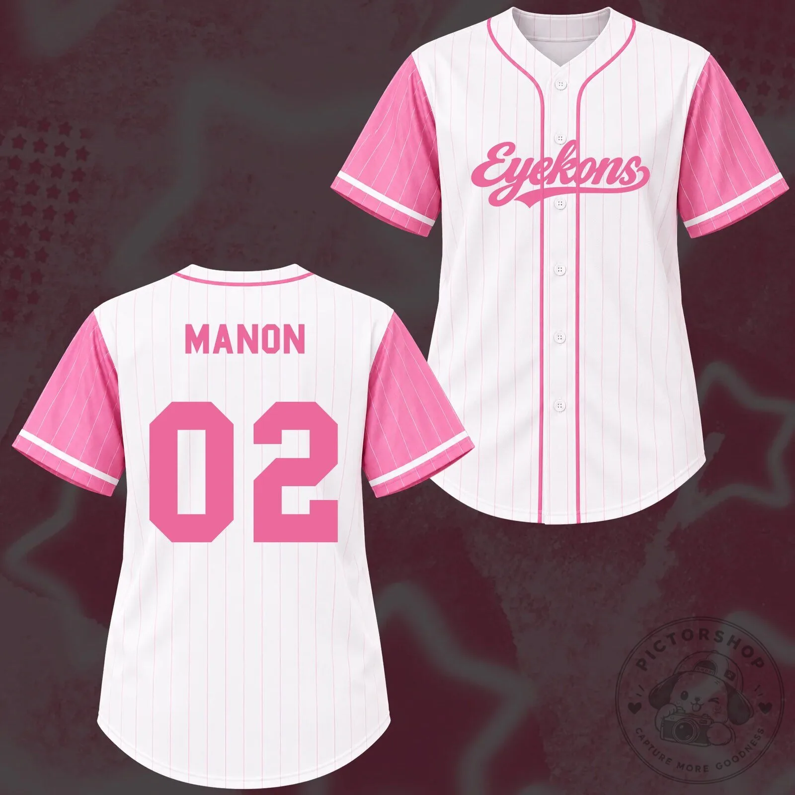 Eyekons Pastel Pink Striped Baseball Jersey with Number 06 13 Eyekons Pastel Pink Striped Baseball Jersey with Number 06