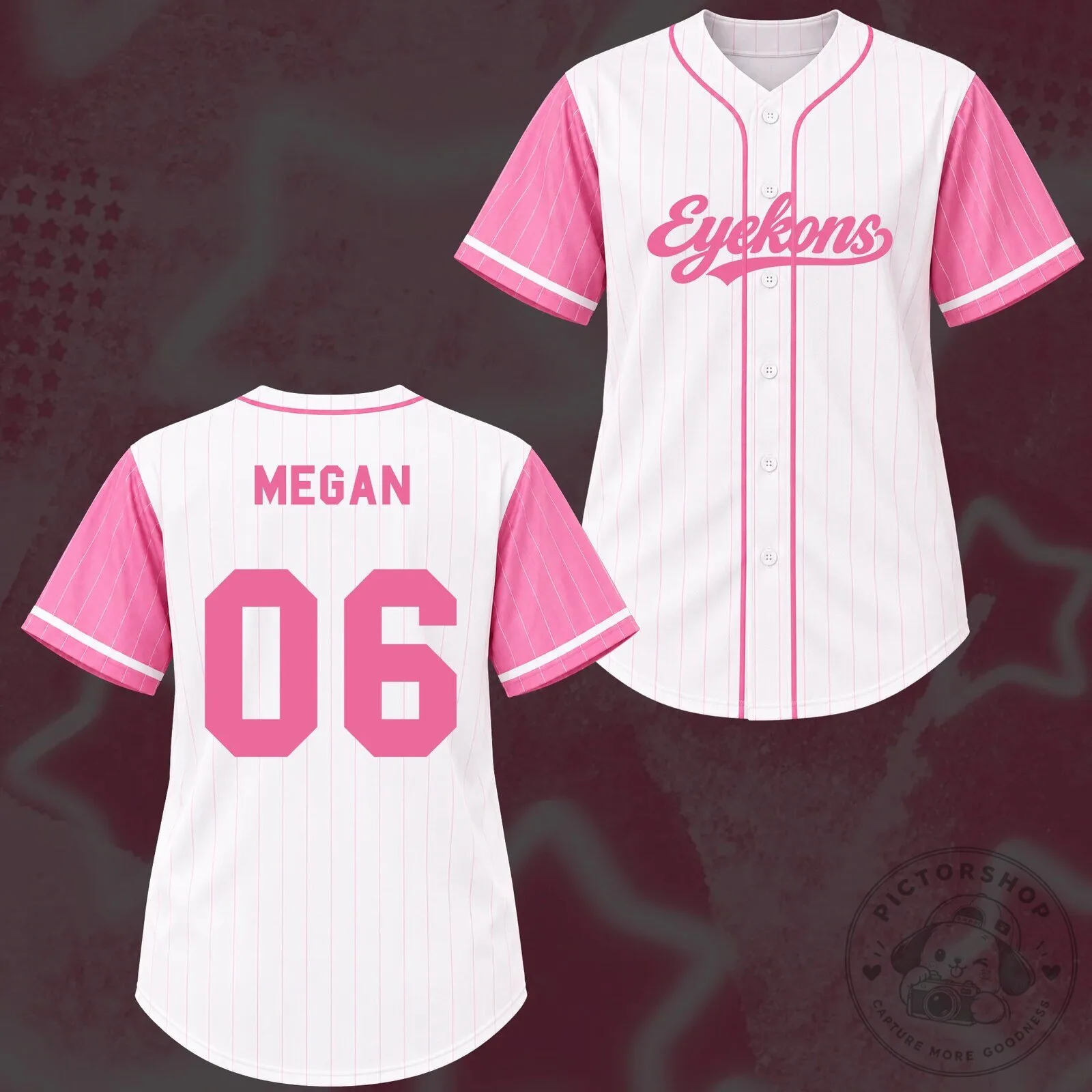 Eyekons Pastel Pink Striped Baseball Jersey with Number 06 16 Eyekons Pastel Pink Striped Baseball Jersey with Number 06