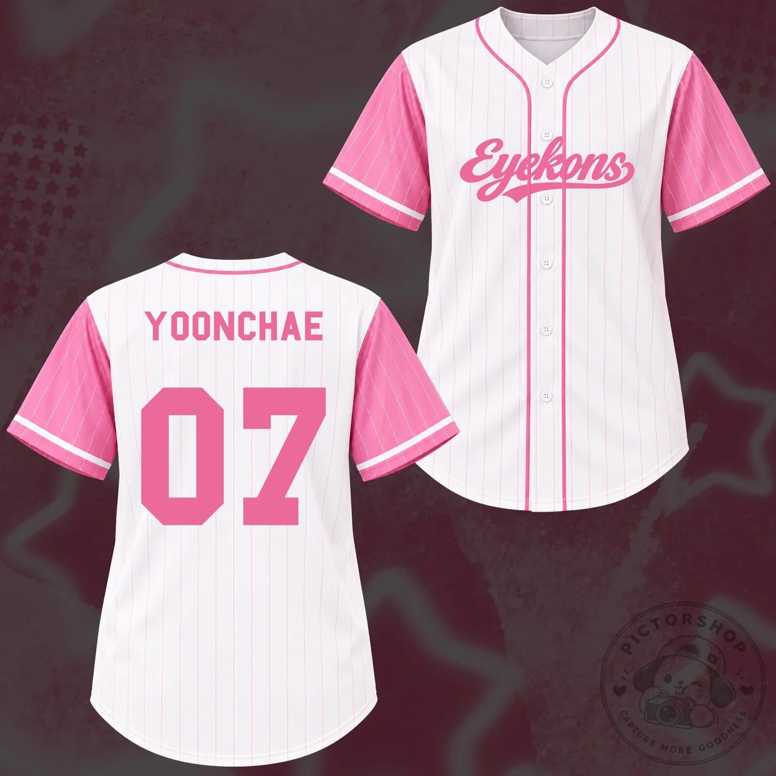 Eyekons Pastel Pink Striped Baseball Jersey with Number 06 17 Eyekons Pastel Pink Striped Baseball Jersey with Number 06