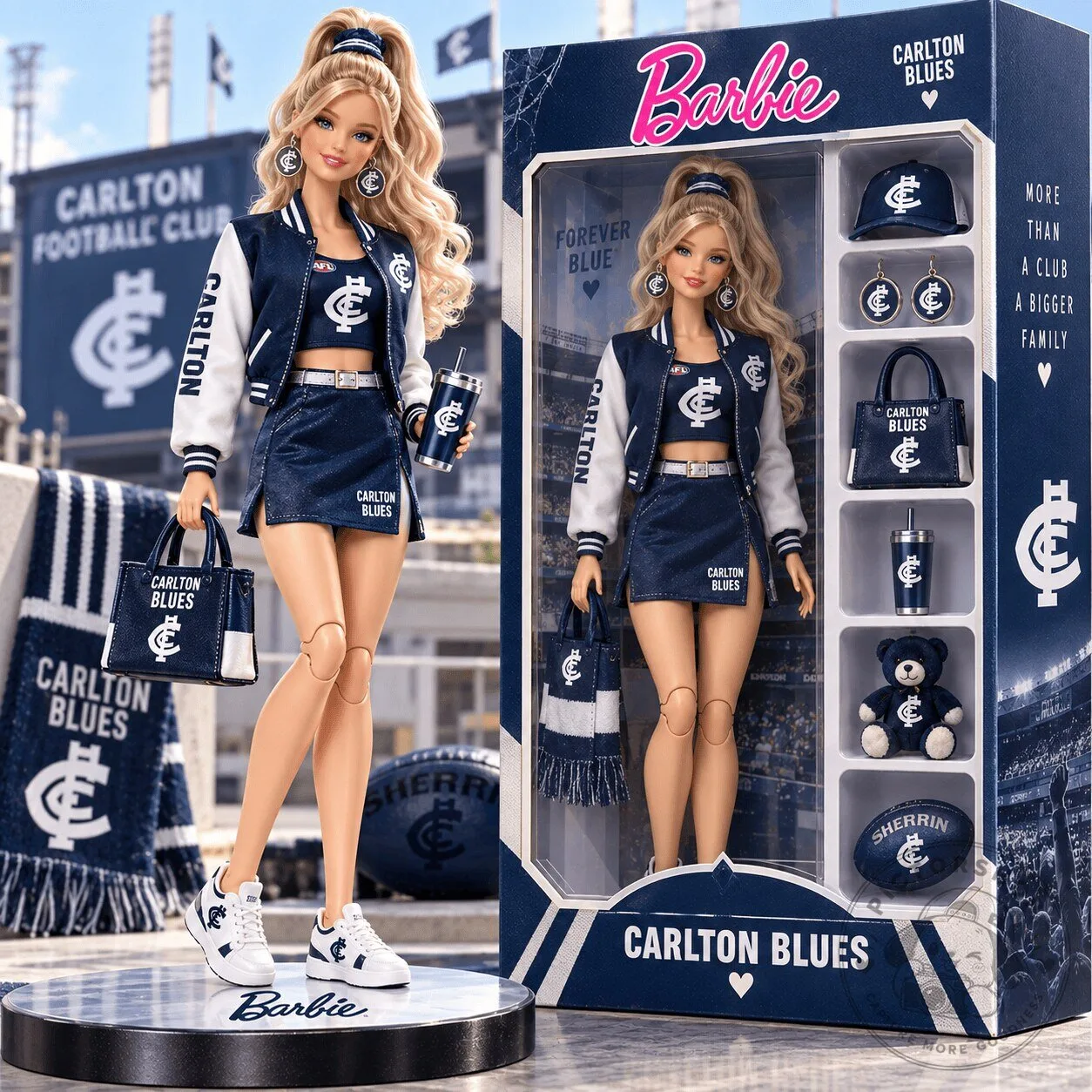 Carlton Blues Barbie Commemorative Collectible Doll Figure