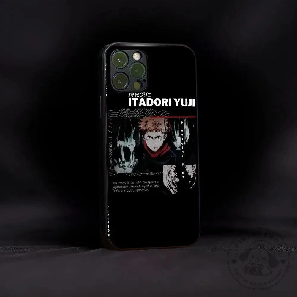 Itadori Yuji Jujutsu Kaisen Anime Character Art Black Phone Case