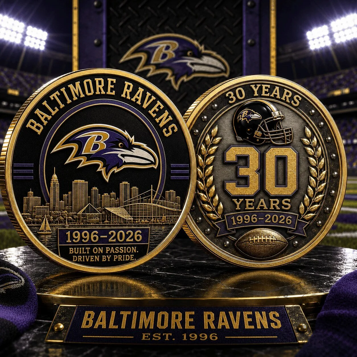 Baltimore Ravens 30th Anniversary Commemorative Football Team Collectible Coin