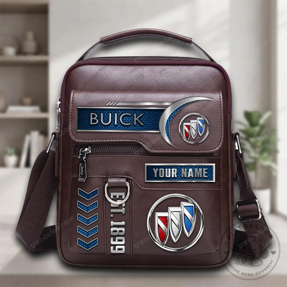 Buick Est. 1899 Personalized Emblem Brown Leather Shoulder Bag