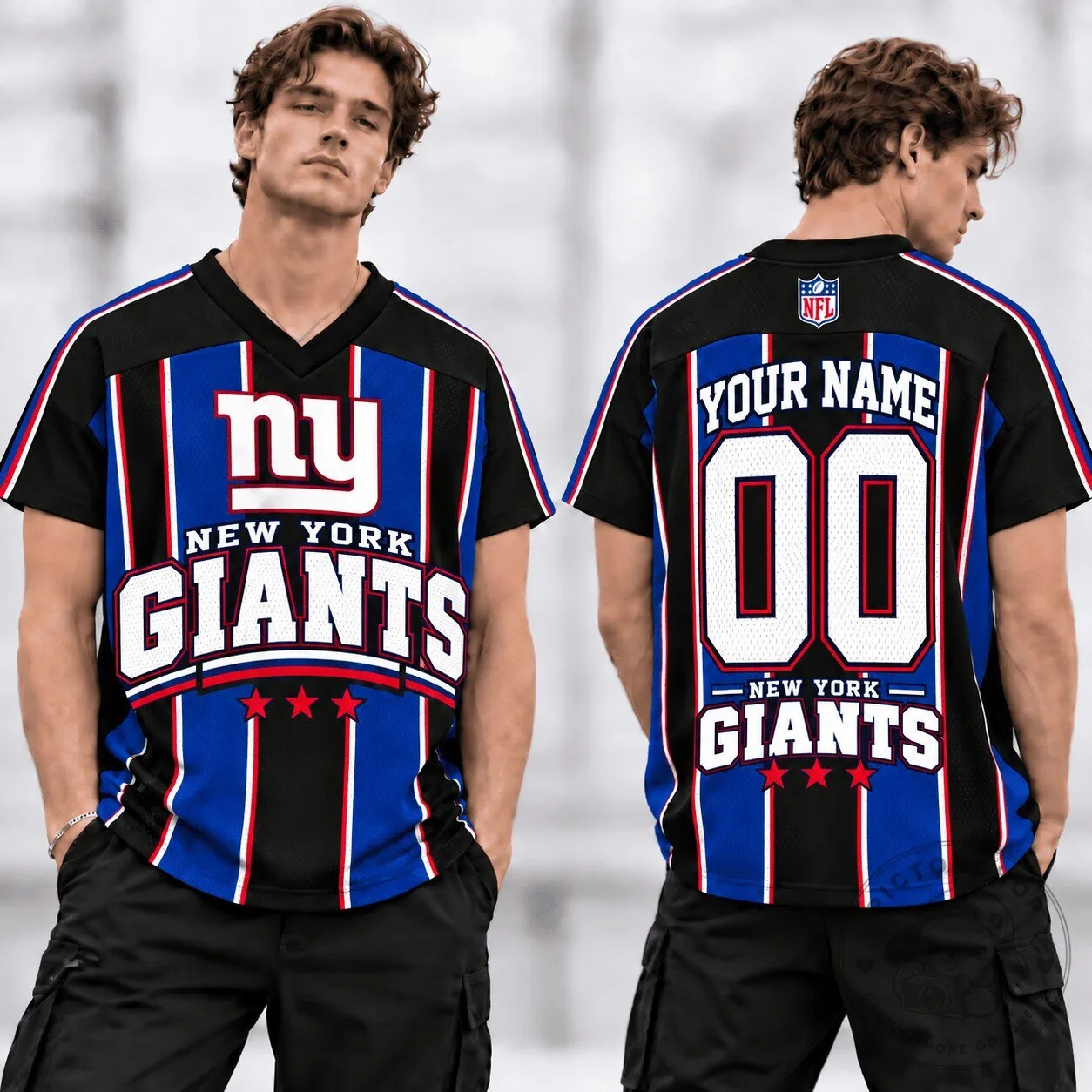 New York Giants NFL Football Team Personalized V-Neck Jersey