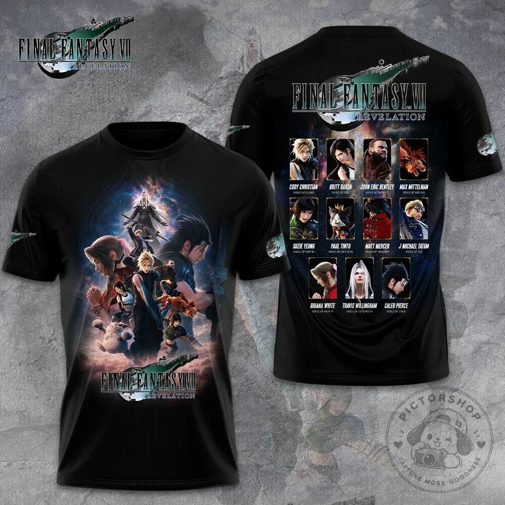 Final Fantasy VII Revelation Video Game Characters Black T-Shirt