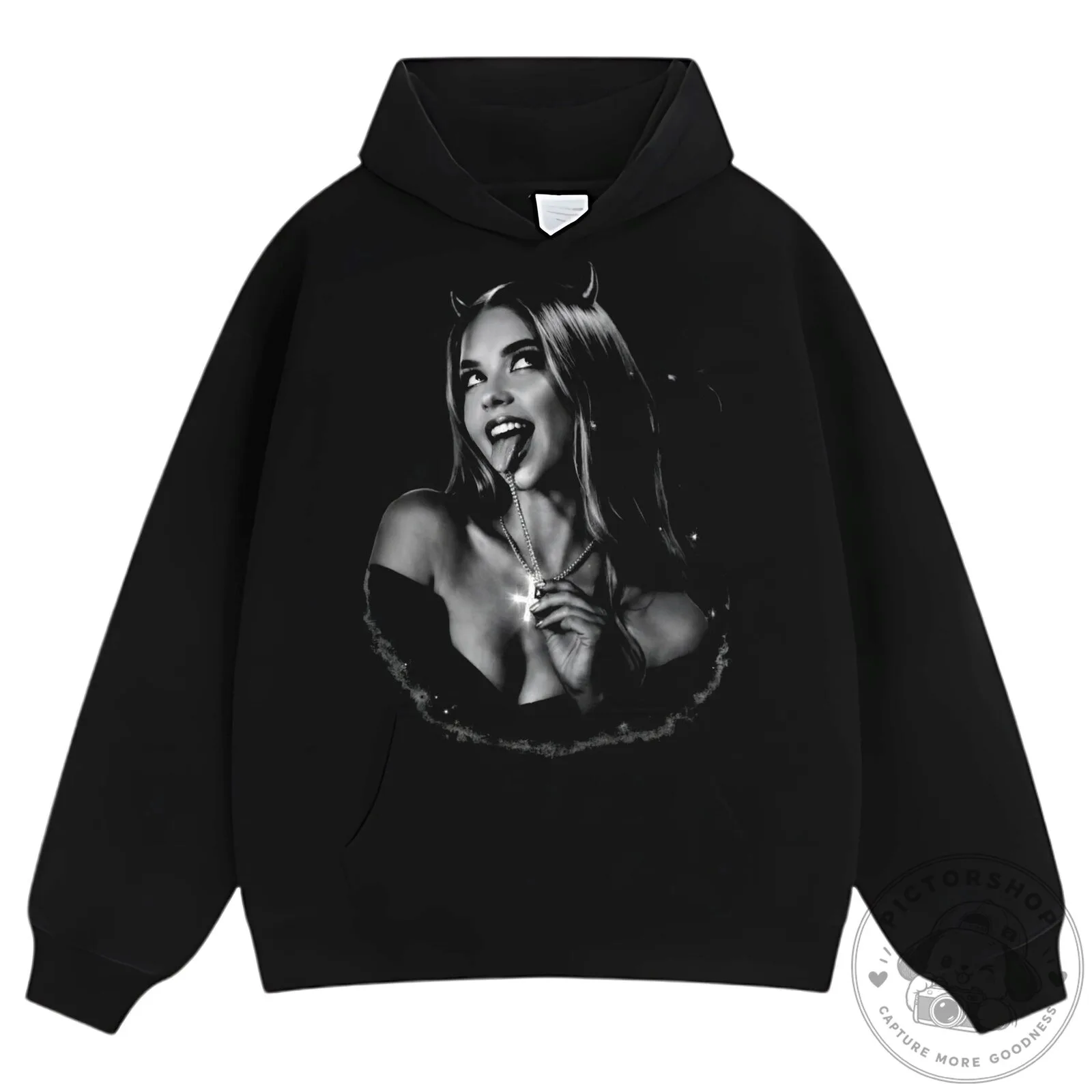Sydney Sweeney Devilish Charm Black and White Graphic T-Shirt 17 Sydney Sweeney Devilish Charm Black and White Graphic T-Shirt