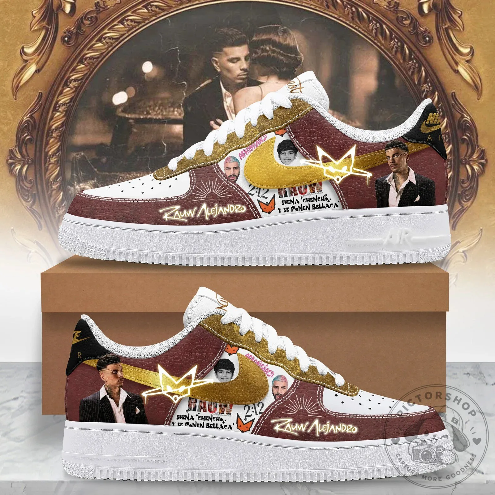 Rauw Alejandro Saturno Album Art Custom Printed Athletic Sneakers