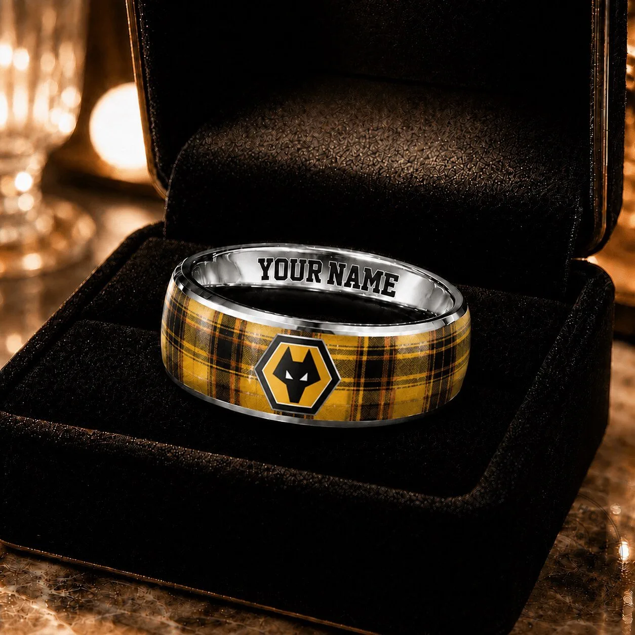 Wolverhampton Wanderers Football Club Plaid Custom Name Ring
