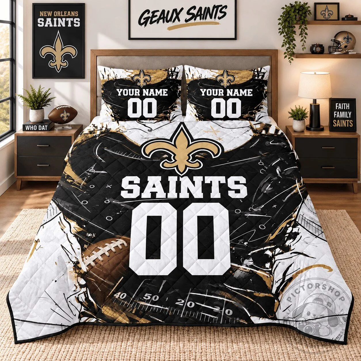 New Orleans Saints Personalized Football Jersey Design Bedding Set
