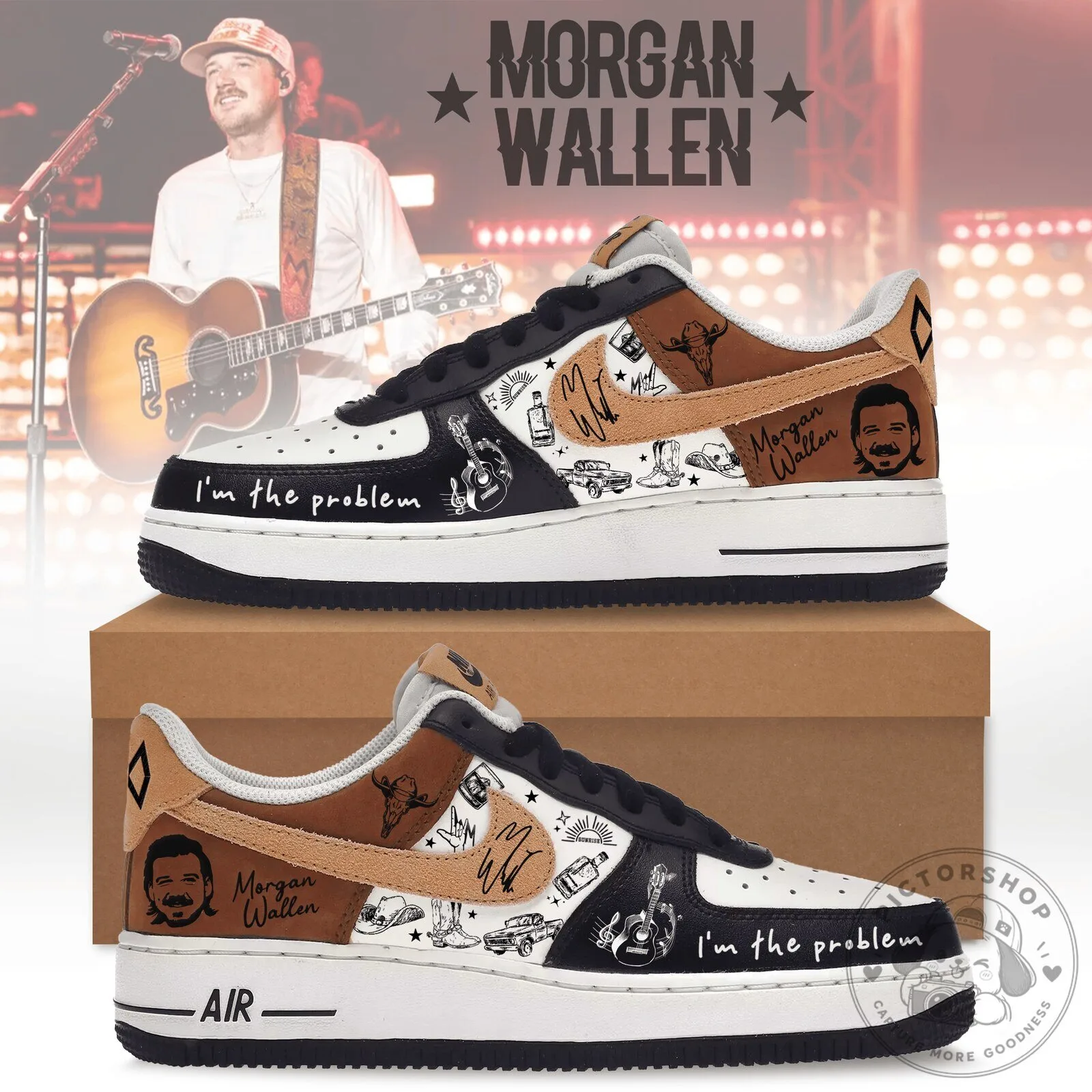 Morgan Wallen I'm The Problem Custom Engraved Air Force 1 Sneakers