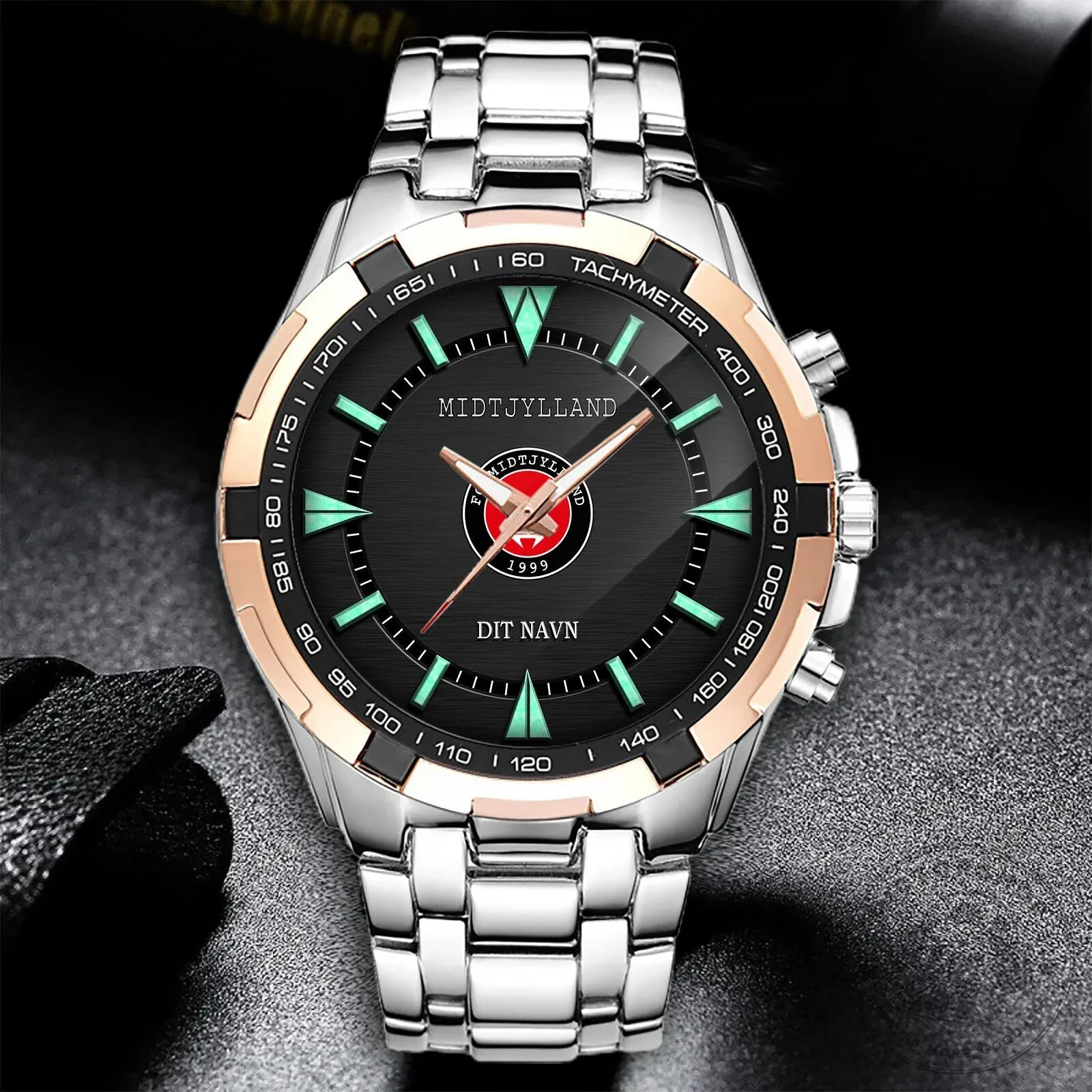 FC Midtjylland Football Club Logo Stainless Steel Wristwatch
