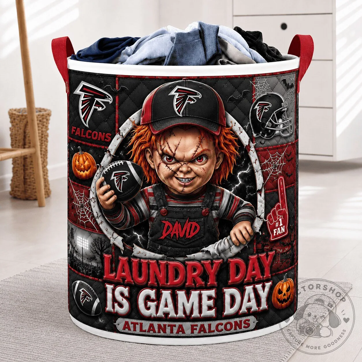 Atlanta Falcons Chucky Halloween Laundry Day Is Game Day Laundry Basket