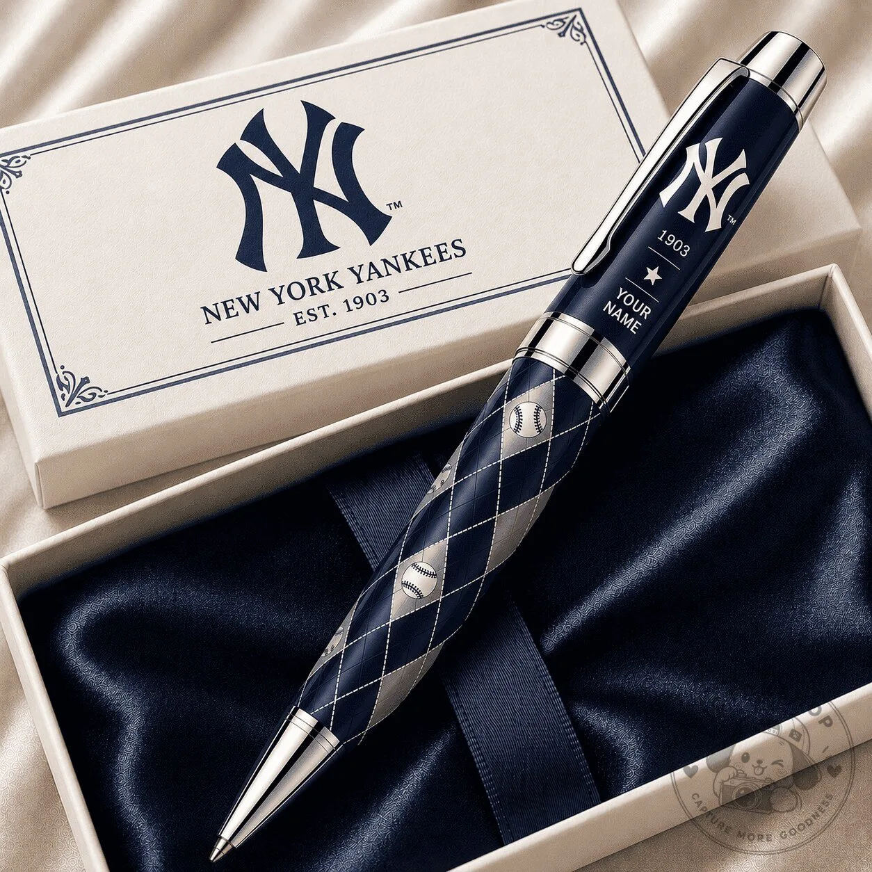 New York Yankees MLB Premium Vintage Silver Ballpoint Pen Personalized Gift