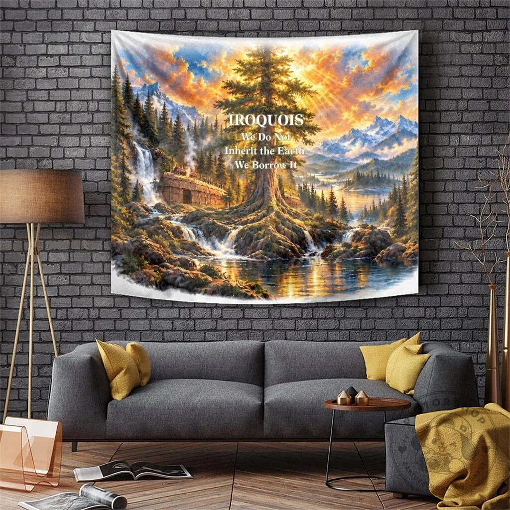 Iroquois We Do Not Inherit The Earth Native American Nature Art Wall Hanging Tapestry