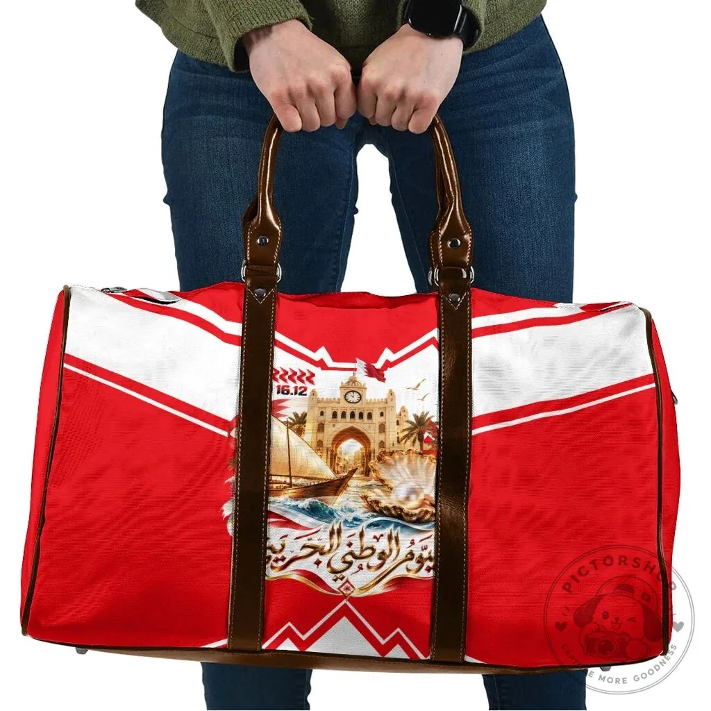 Bahrain National Day Cultural Flag Emblem Vintage Collage Travel Bag