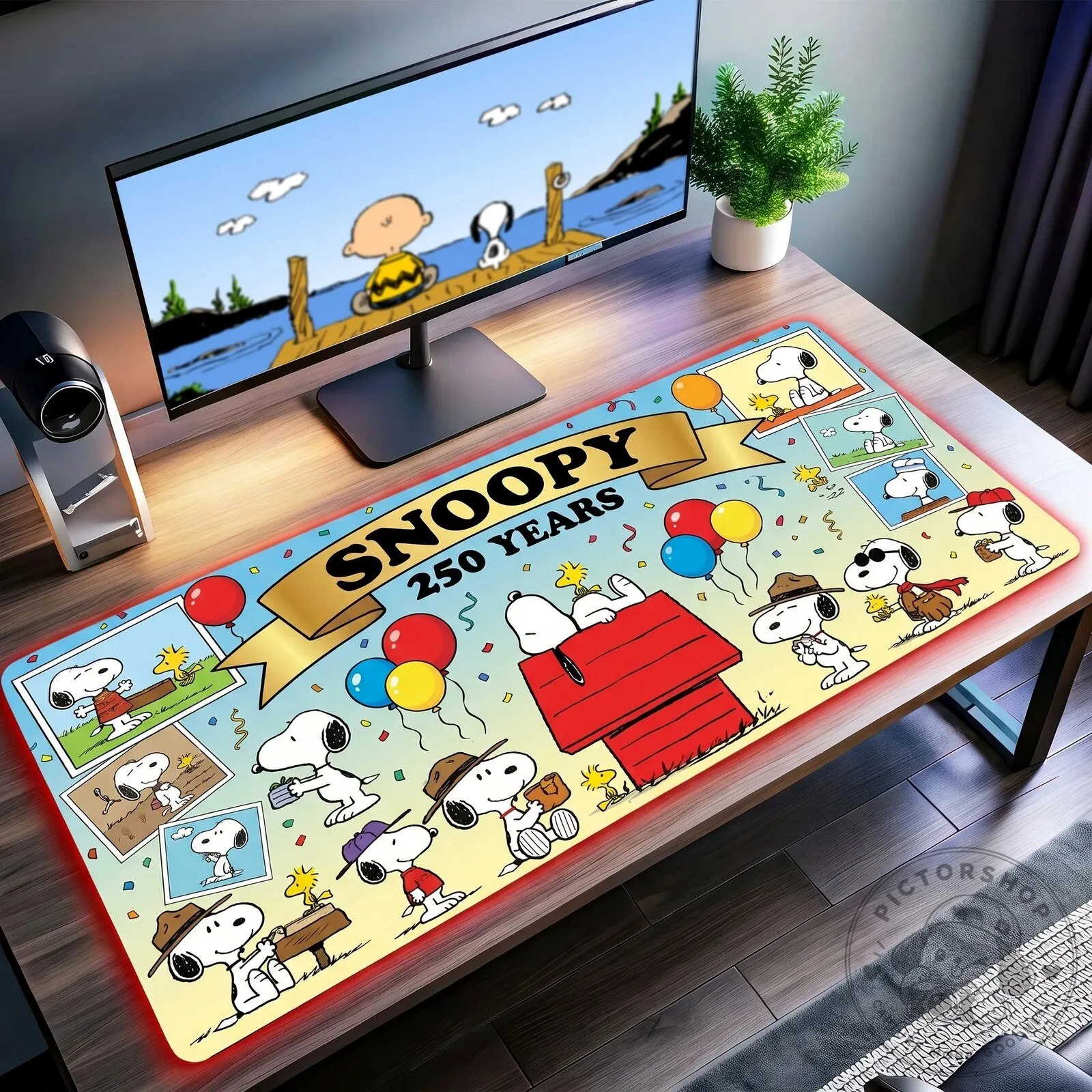 Snoopy 250 Years of America Celebration LED Gaming Desk Mat