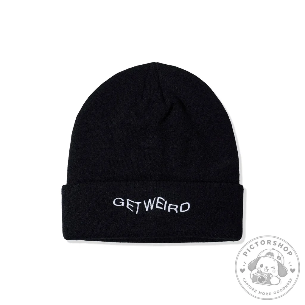 Get Weird Embroidered Black Beanie Hat Get Weird Embroidered Black Beanie Hat