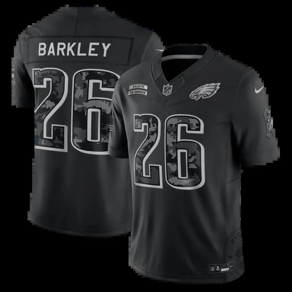 Philadelphia Eagles Saquon Barkley Black Salute to Service Football Jersey