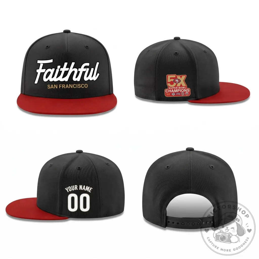 San Francisco 49ers Faithful Super Bowl Champions Personalized Snapback Cap Hat San Francisco 49ers Faithful Super Bowl Champions Personalized Snapback Cap Hat