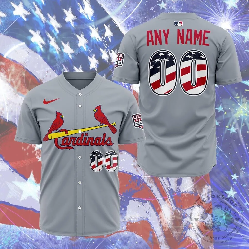 St. Louis Cardinals Personalized Stars and Stripes Fourth of July Baseball Jersey