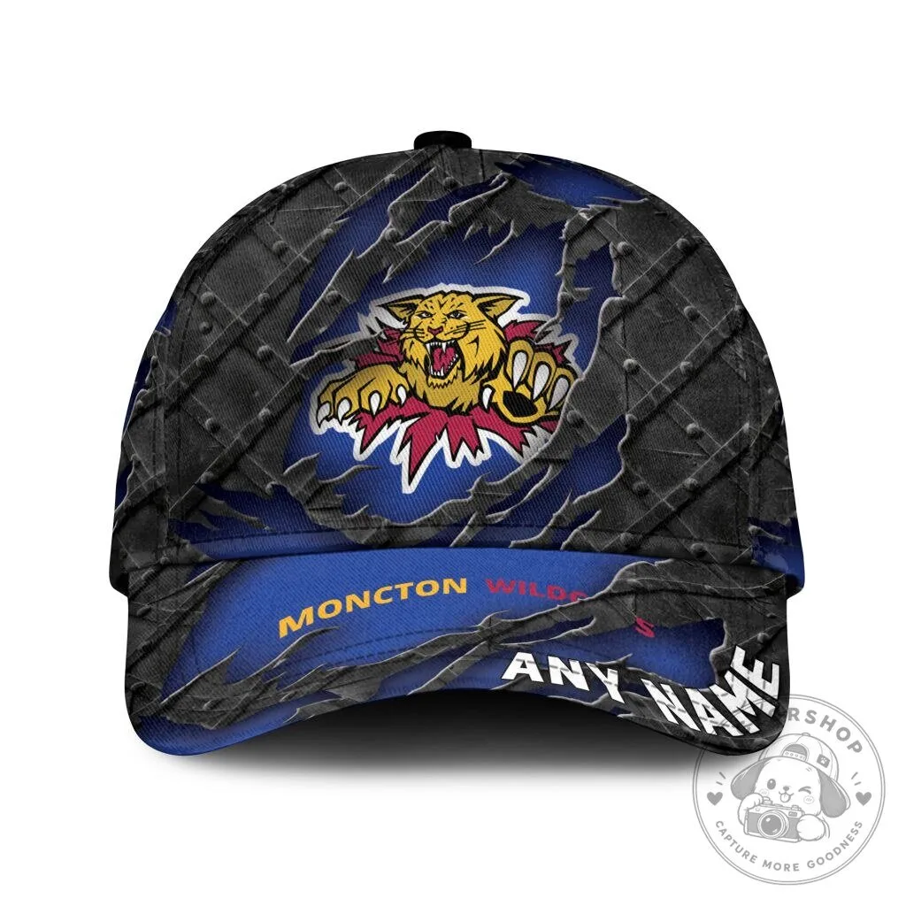 Moncton Wildcats Personalized Name Black Metal Design Classic Cap Hat 4 Moncton Wildcats Personalized Name Black Metal Design Classic Cap Hat