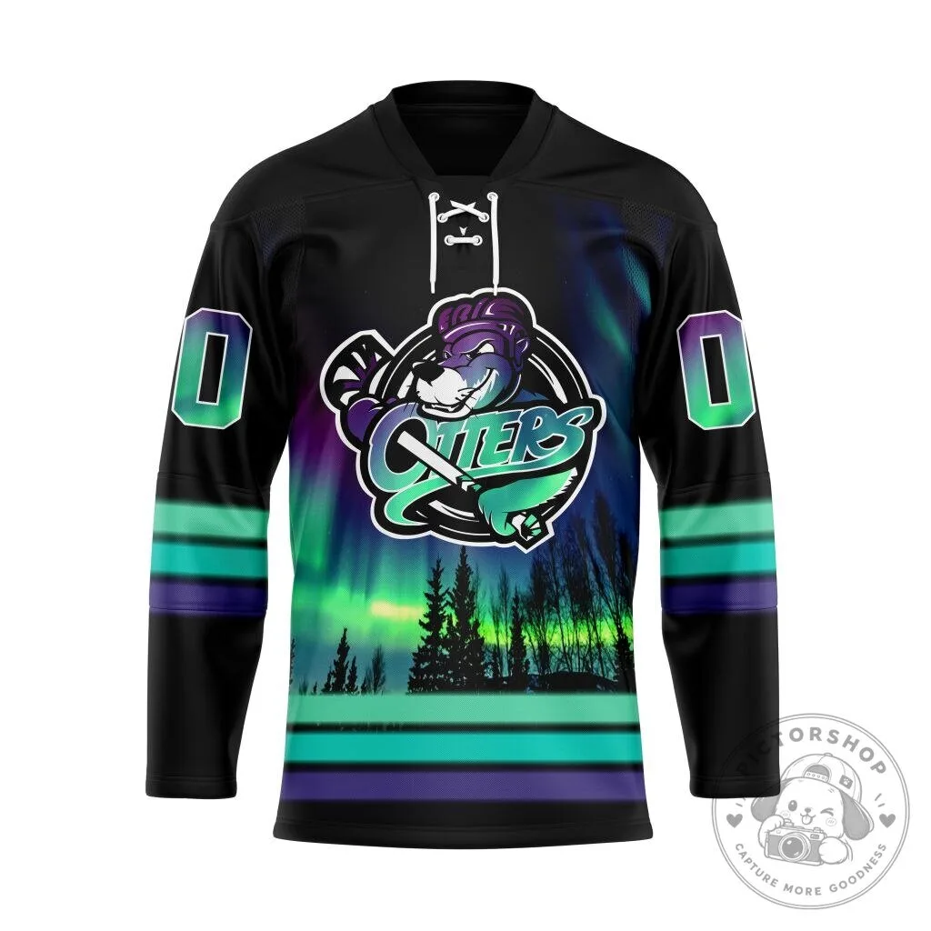 OHL Erie Otters Special Design With Northern Lighs Lace Hockey Jersey ST2501