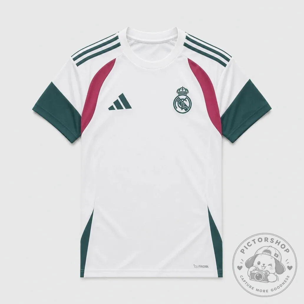 Real Madrid Training Top White Football Club Soccer Fan Jersey