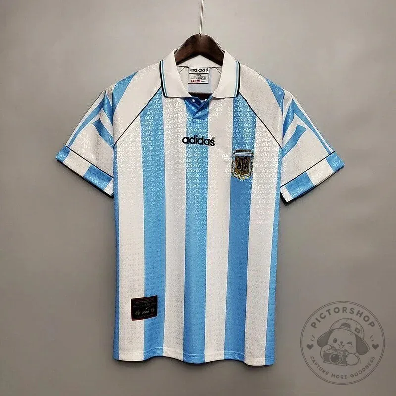 Argentina National Football Team 1996-1997 Home Retro Football Jersey 55 Argentina National Football Team 1996-1997 Home Retro Football Jersey