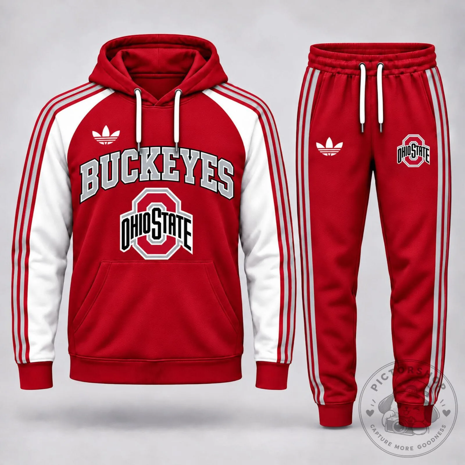 Ohio State Buckeyes Football Team Red and White Striped Hoodie