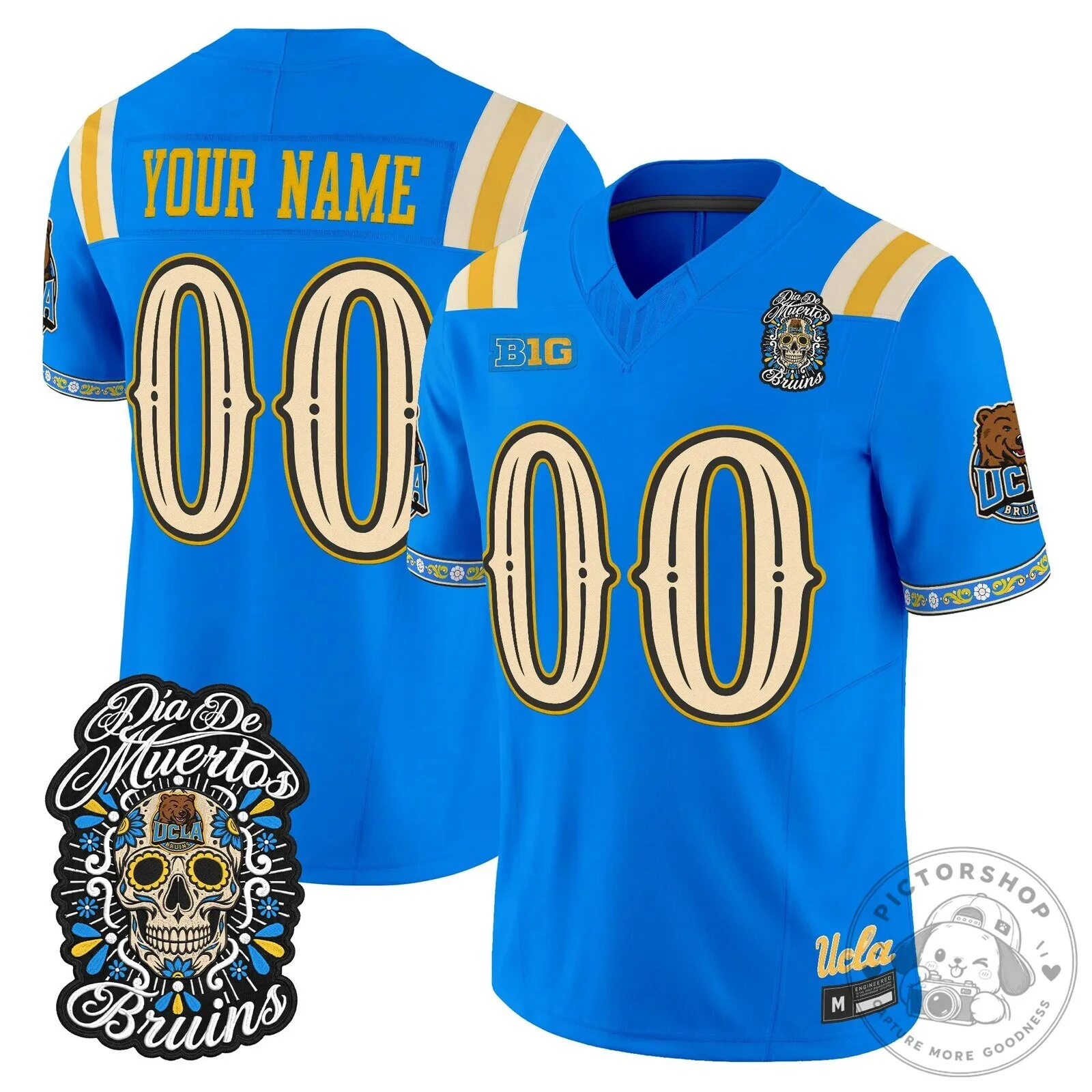 UCLA Bruins Dia de los Muertos Football Jersey with Custom Name and Number