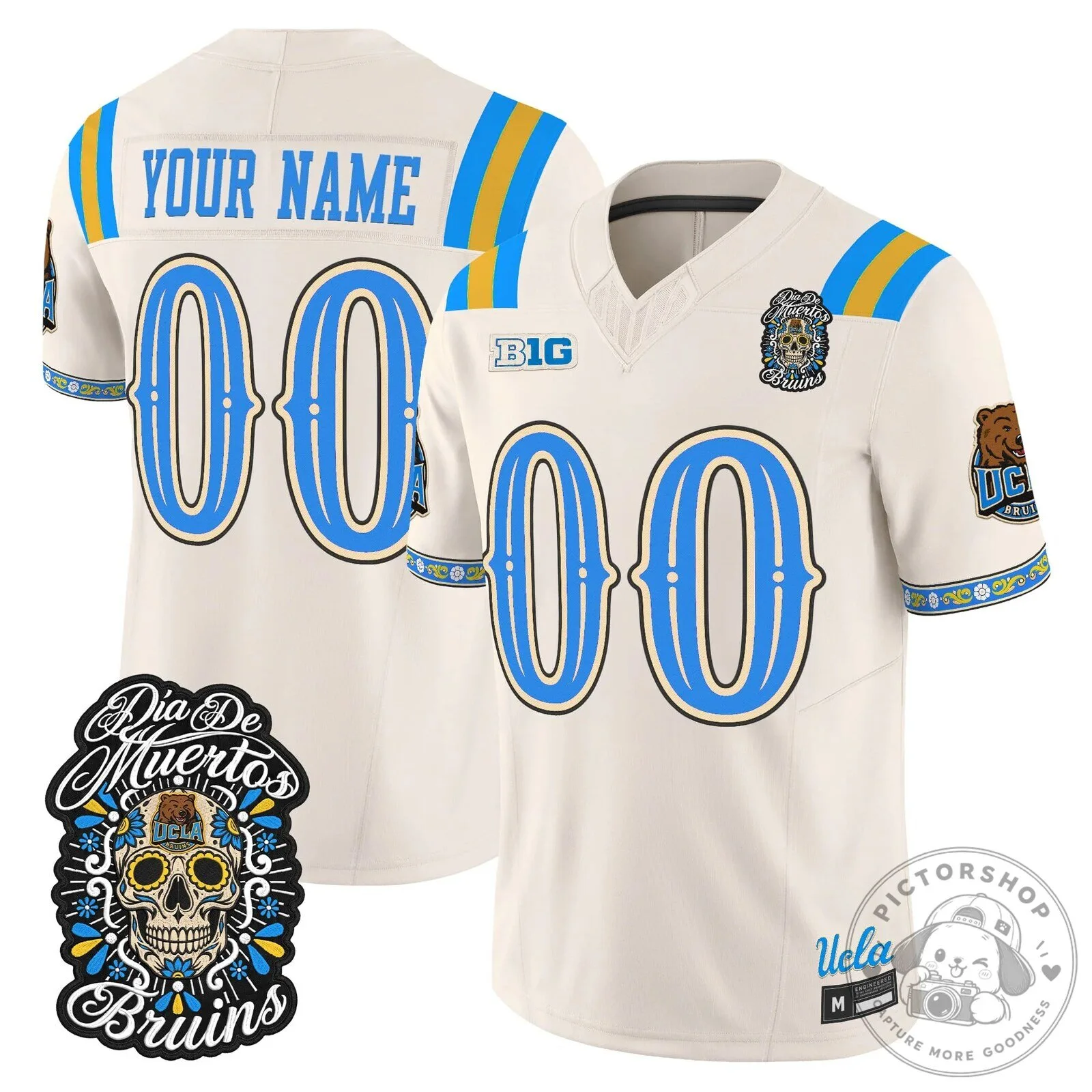 UCLA Bruins Dia de los Muertos Football Jersey with Custom Name and Number 11 UCLA Bruins Dia de los Muertos Football Jersey with Custom Name and Number