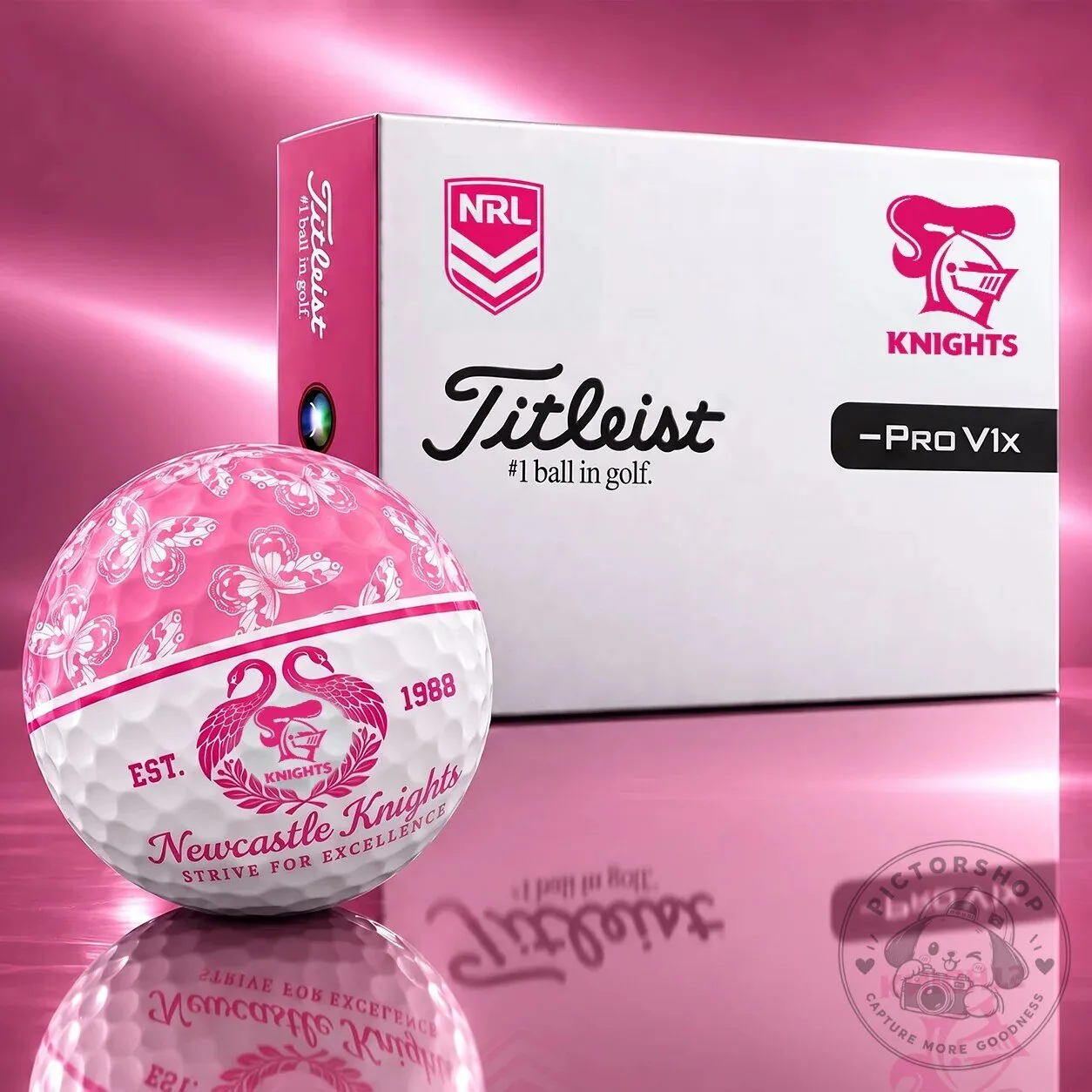 Newcastle Knights NRL Pink Butterfly Golf Ball