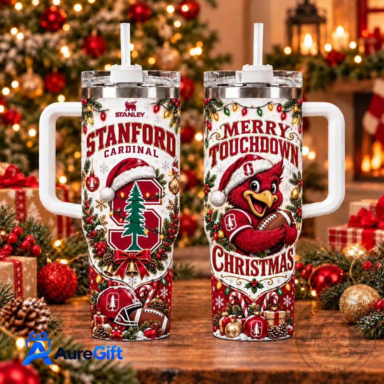 Stanford Cardinal Merry Touchdown Christmas Holiday Tumbler