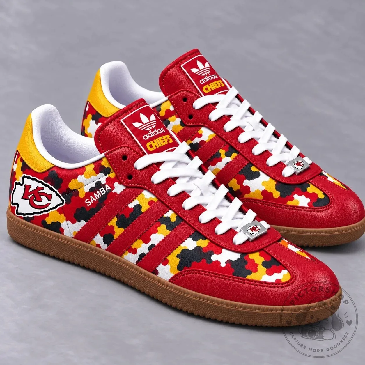 Adidas Samba Game Day Shoes in Kansas City Chiefs Camouflage Design