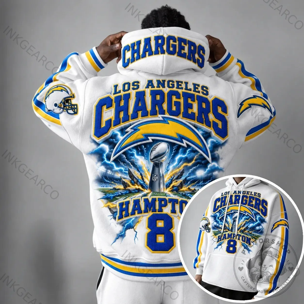 Los Angeles Chargers Super Bowl Champions Hampton 8 Football Hoodie