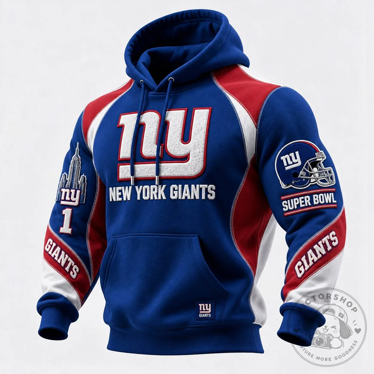 New York Giants Super Bowl Champions Blue and Red Football Hoodie