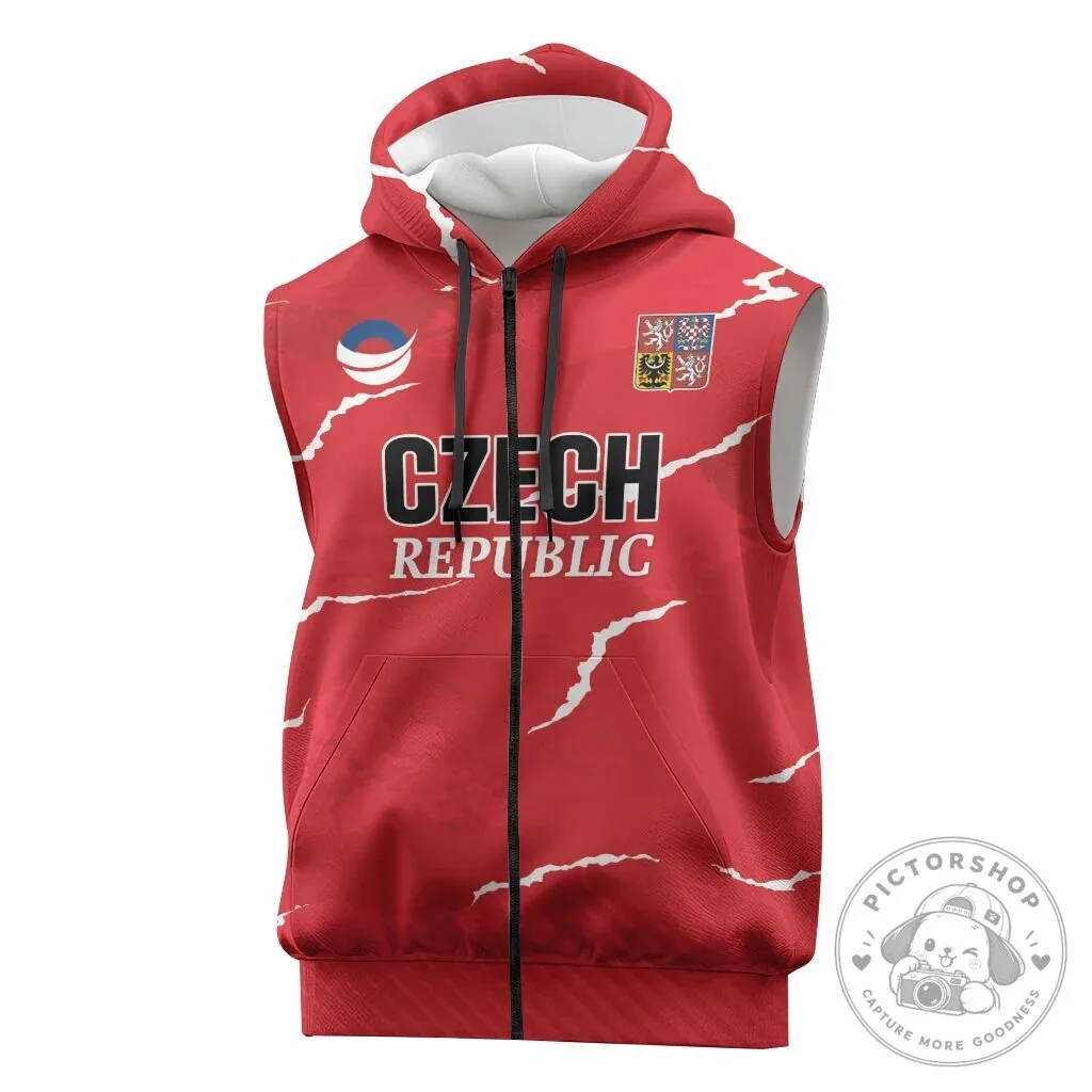 Czech Republic National Team Handball Sleeveless Zip Hoodie
