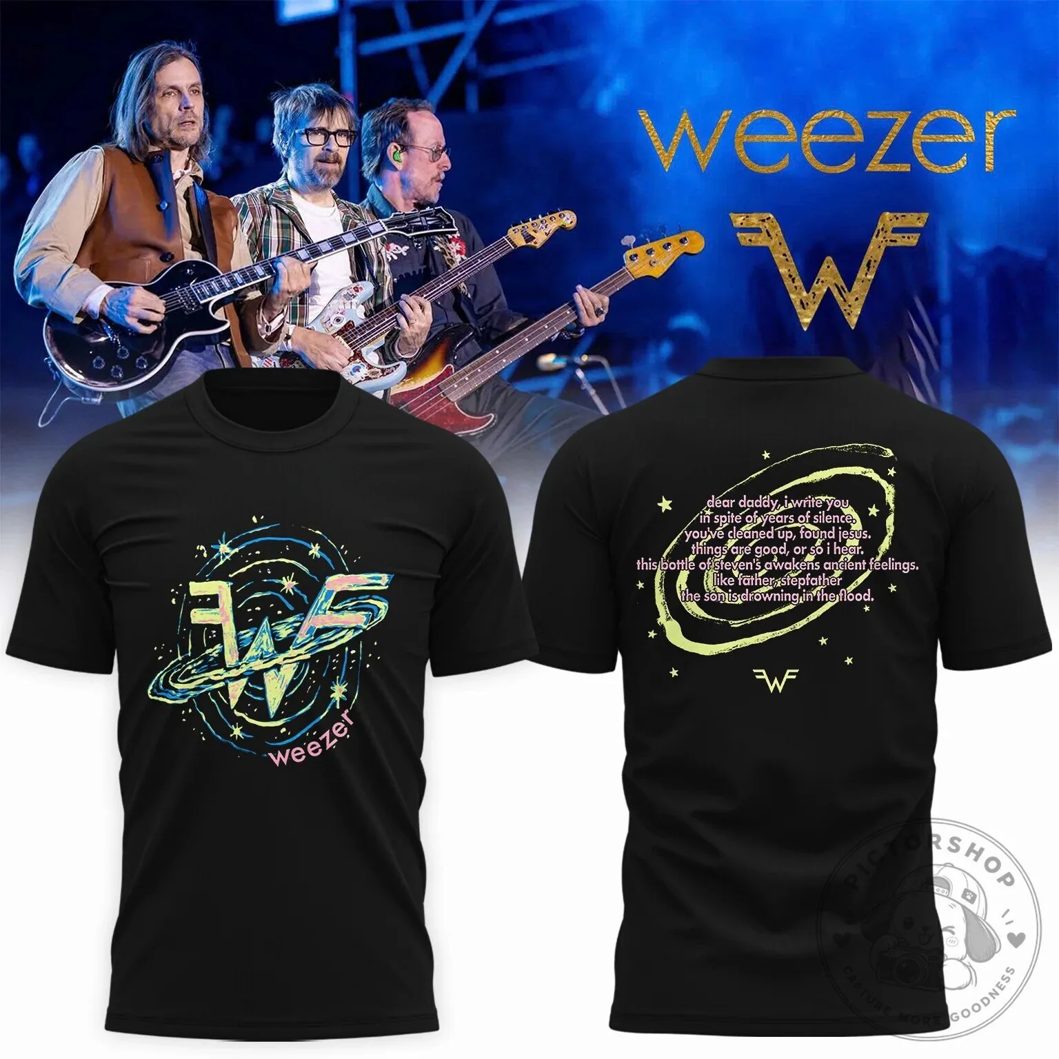 Weezer Dear Daddy Song Lyrics Black Graphic Band Music T-Shirt