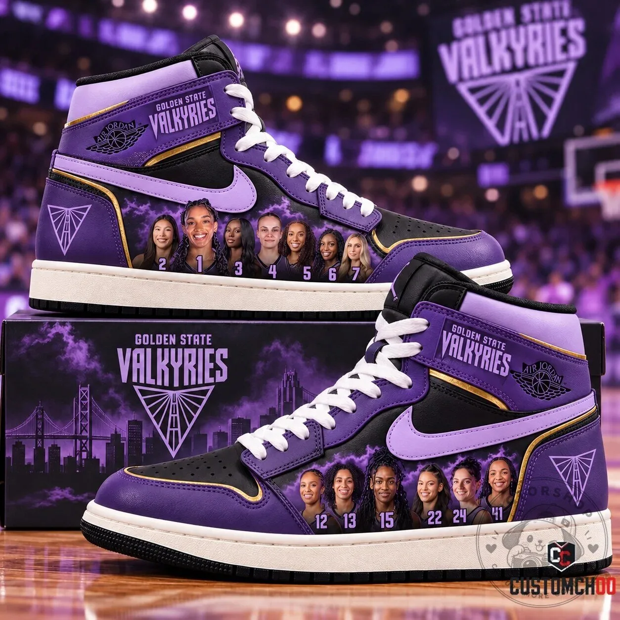 Golden State Valkyries Basketball Team High Top Sneakers for Women