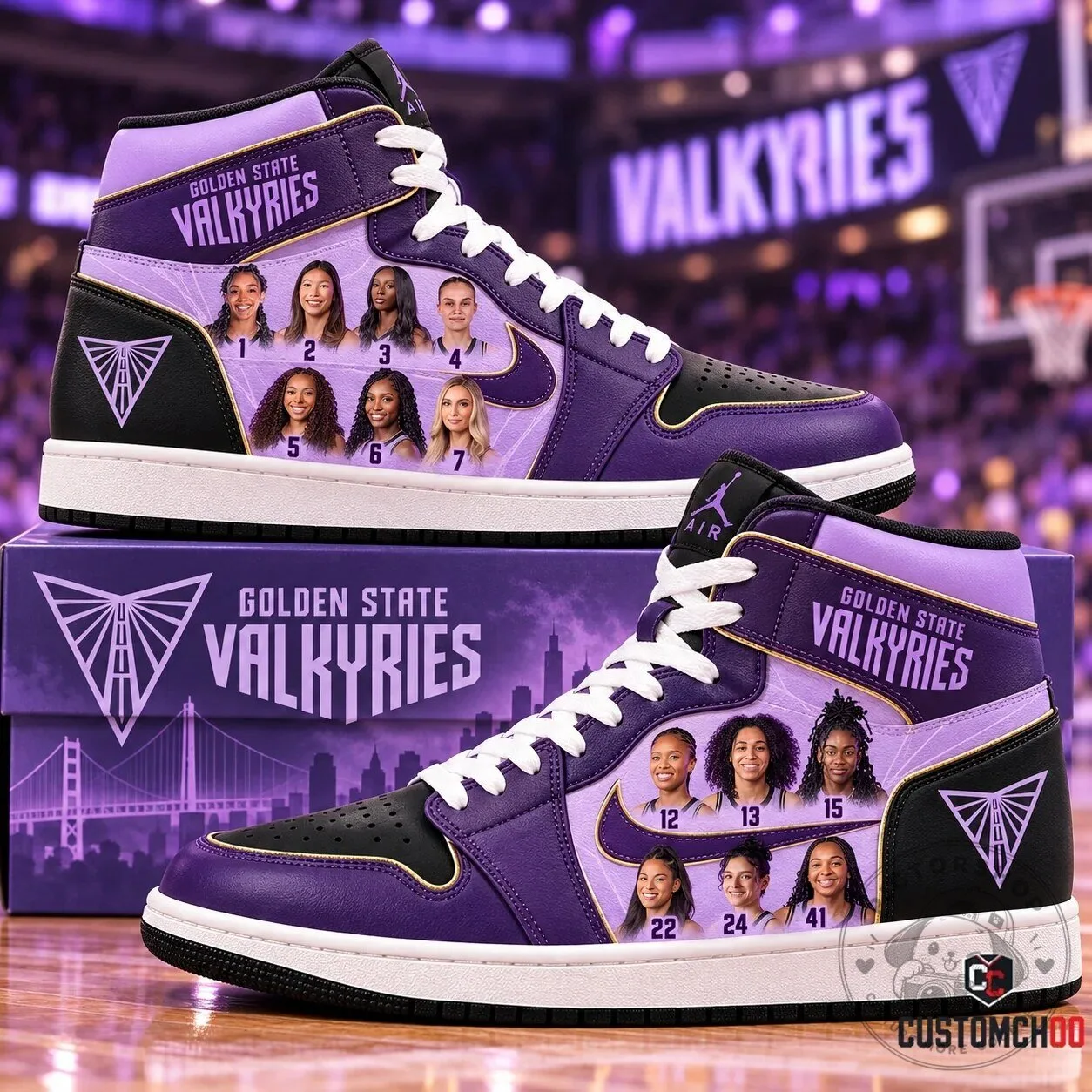Golden State Valkyries Basketball Team High Top Sneakers for Women 7 Golden State Valkyries Basketball Team High Top Sneakers for Women