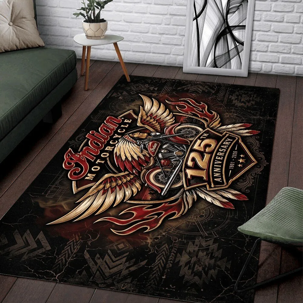 Indian Motorcycle 125th Anniversary Logo Design Area Rug