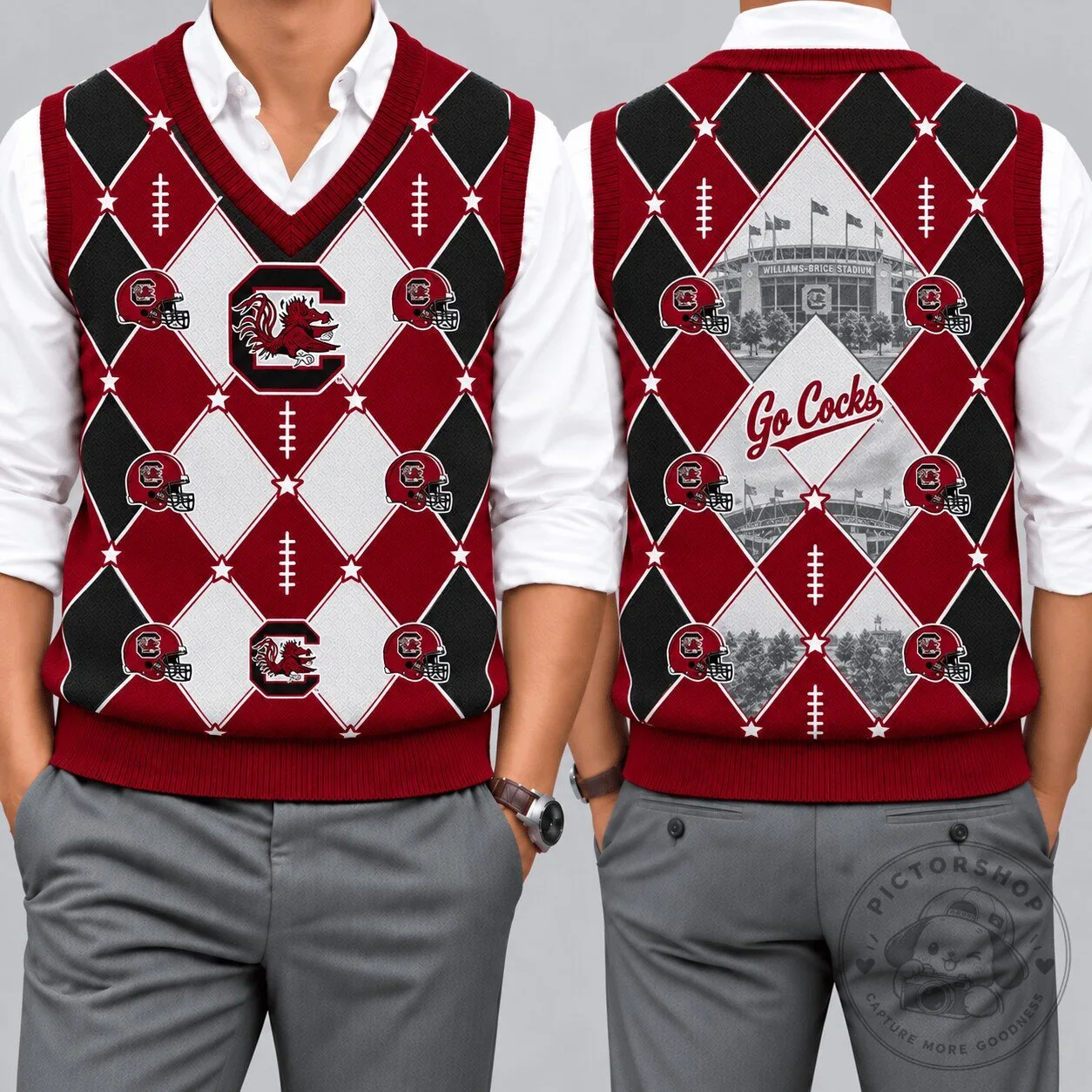 South Carolina Gamecocks Football Argyle Knit Vest