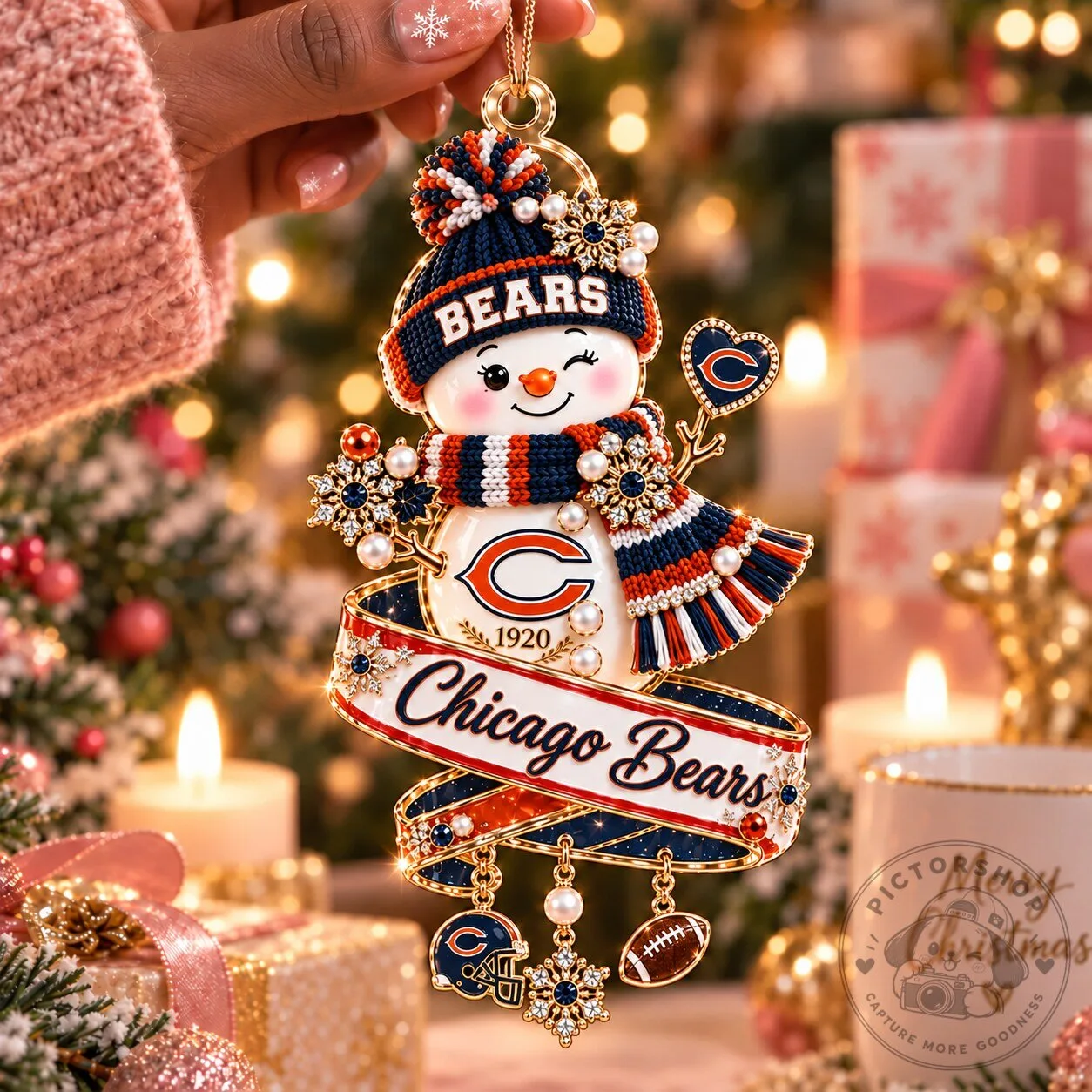 Chicago Bears Snowman Christmas Ornament Holiday Decoration 5 Chicago Bears Snowman Christmas Ornament Holiday Decoration