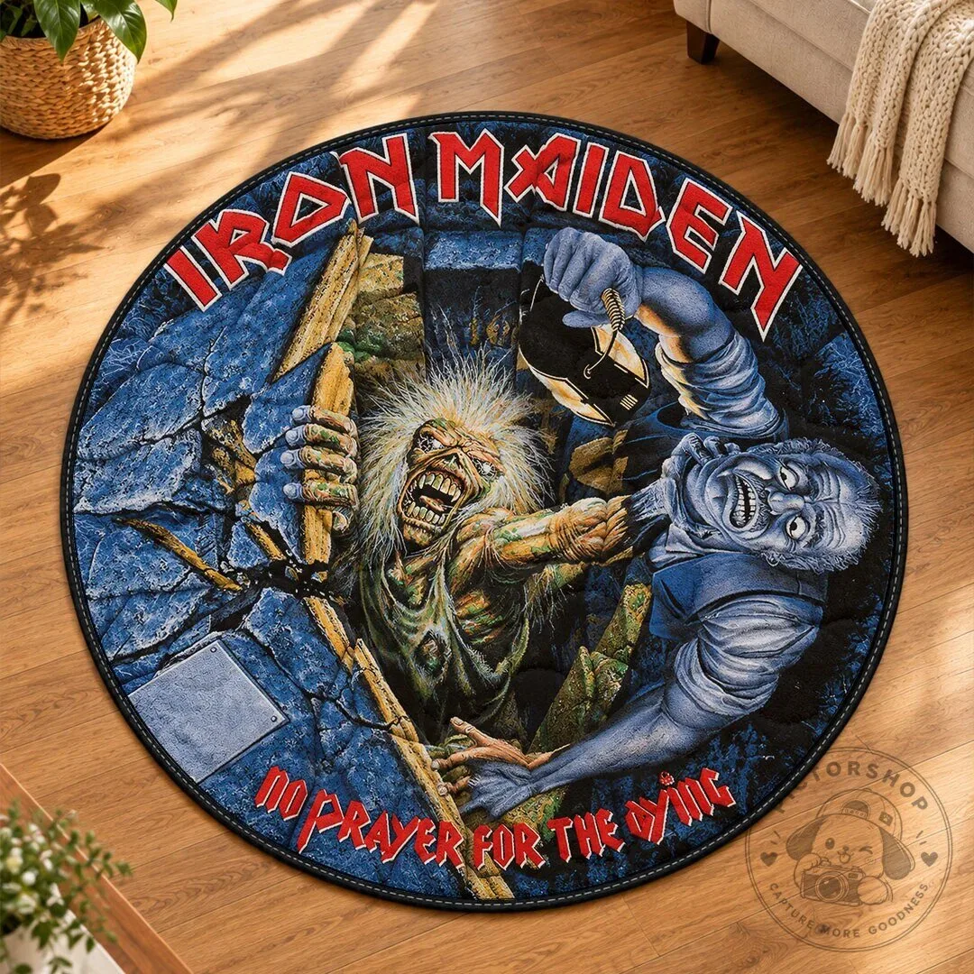 Iron Maiden No Prayer for the Dying Album Art Round Area Rug
