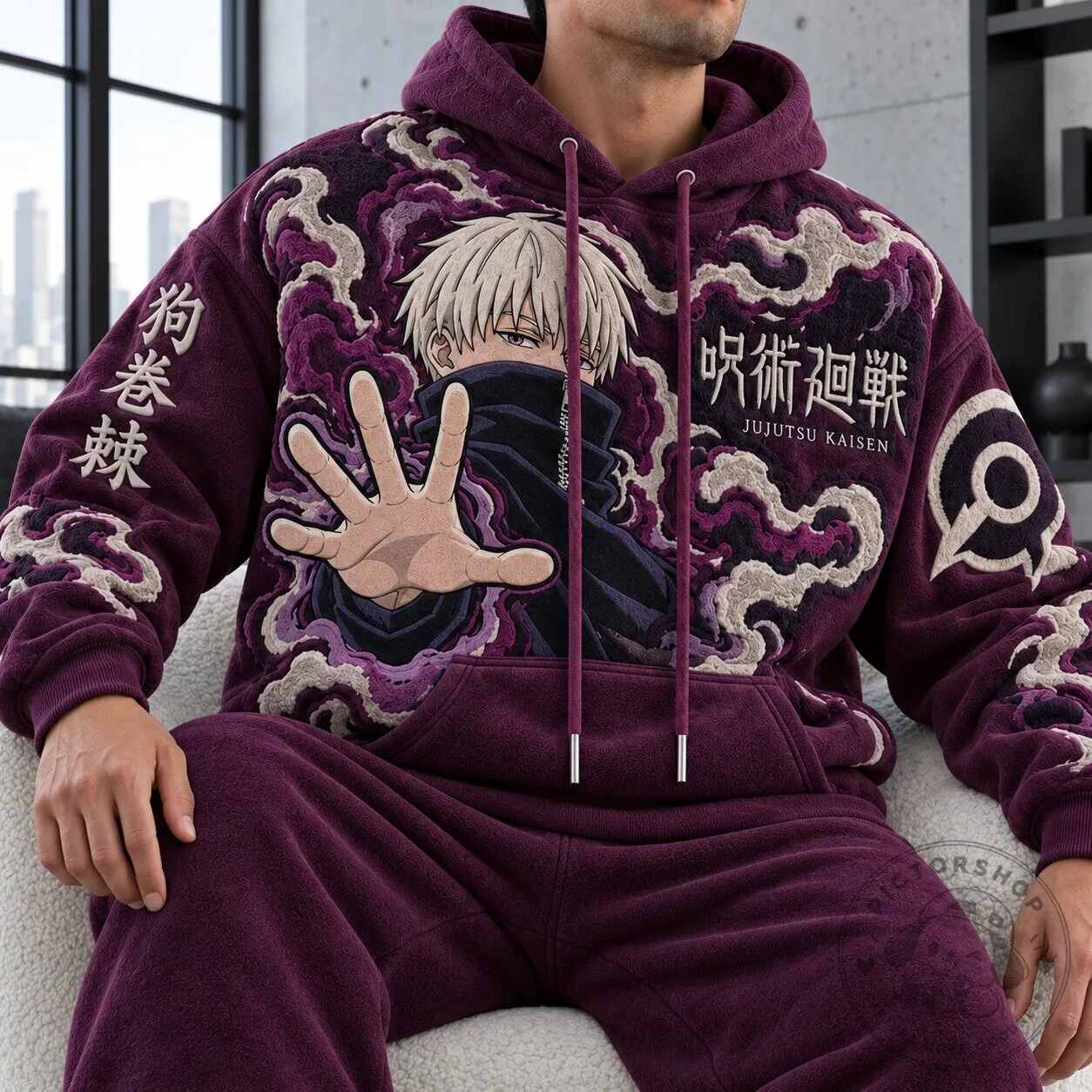 Jujutsu Kaisen Satoru Gojo Anime Embroidered Hoodie