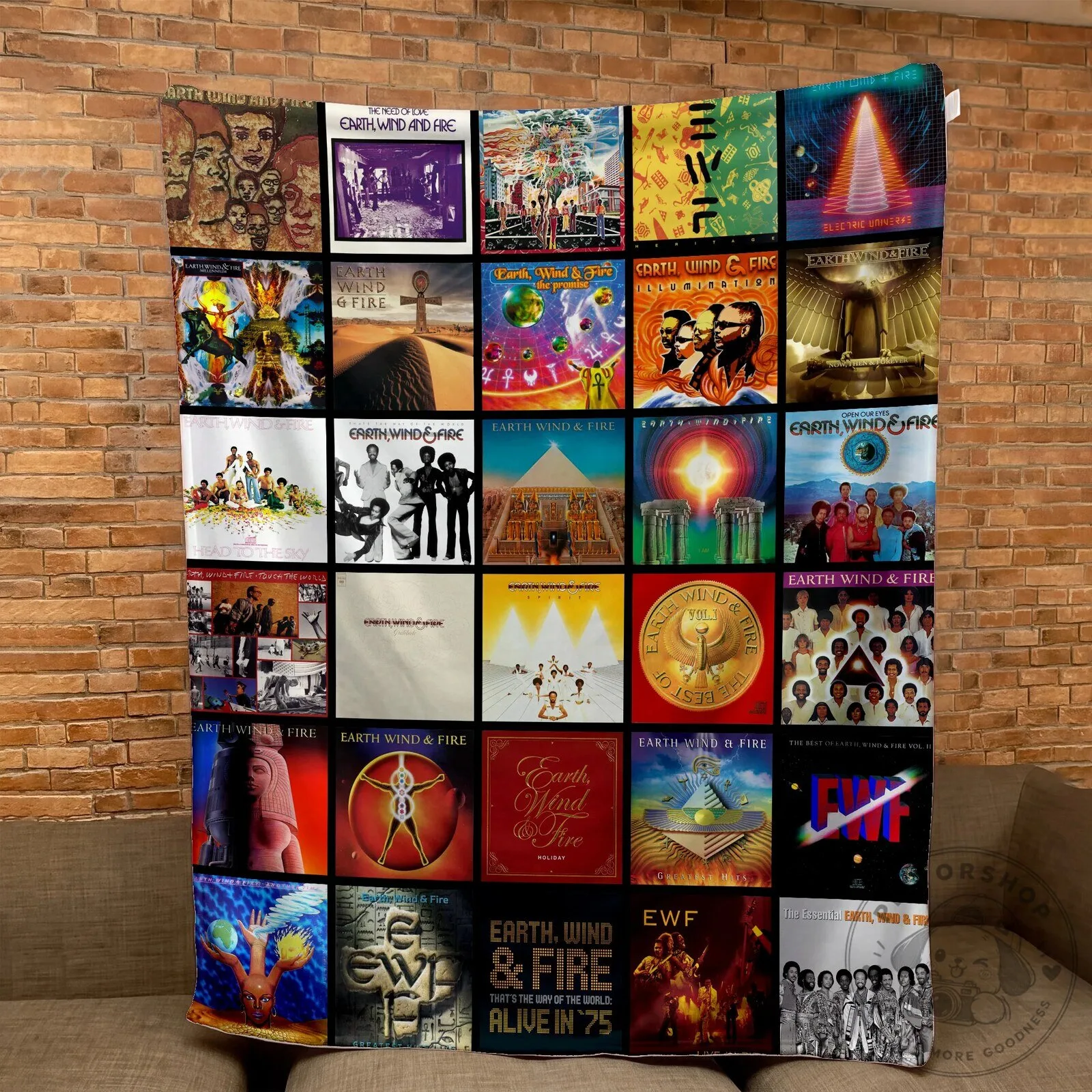 Earth, Wind & Fire Album Covers Collage Sherpa Fleece Blanket